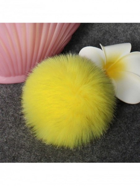 Skullies & Beanies Fashion DIY Faux Fox Fur Fluffy Pompom Ball for Knitting Hat Hats (Yellow) - Yellow - CX189IY8AU3 $10.70