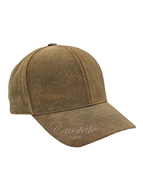 Baseball Caps Genuine Cowhide Leather Adjustable Baseball Cap Made in USA - Distressed Brown - CW11D5VP7FV $28.05
