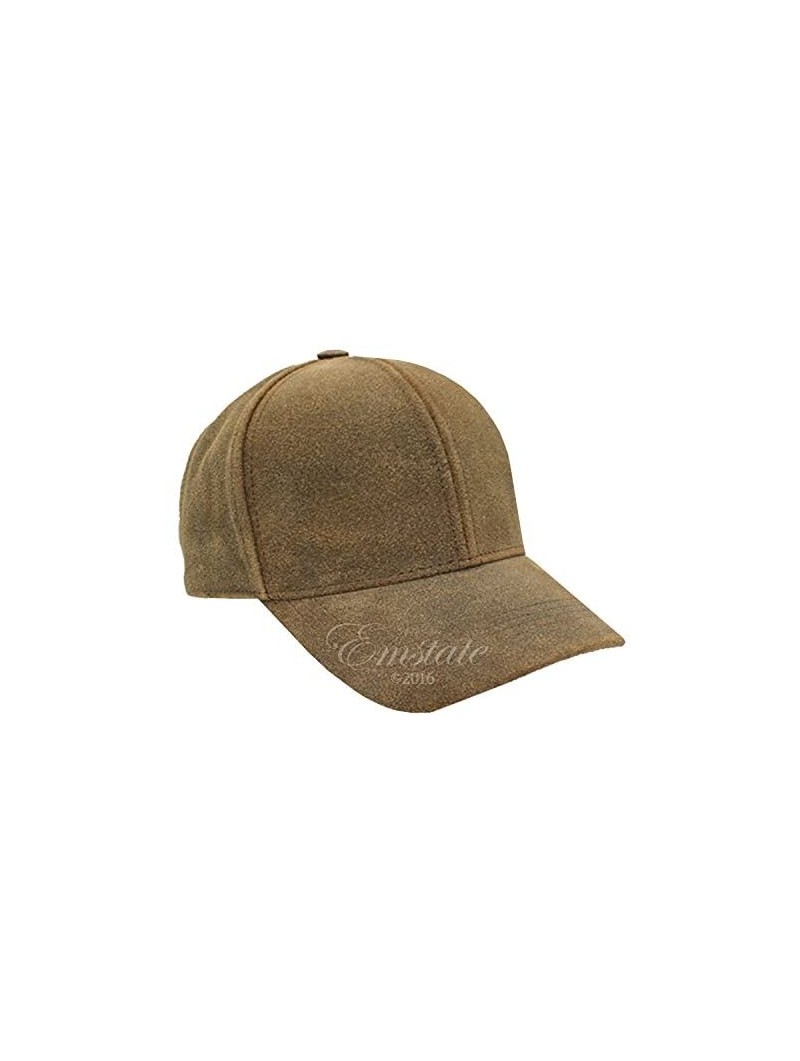 Baseball Caps Genuine Cowhide Leather Adjustable Baseball Cap Made in USA - Distressed Brown - CW11D5VP7FV $28.05