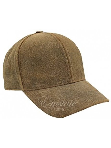 Baseball Caps Genuine Cowhide Leather Adjustable Baseball Cap Made in USA - Distressed Brown - CW11D5VP7FV $28.05