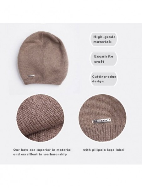 Skullies & Beanies Women's Slouchy Beanie Hat with Fur Pompom Warm Winter Hat - Khaki( Gold Pompom) - CH185K84797 $21.39