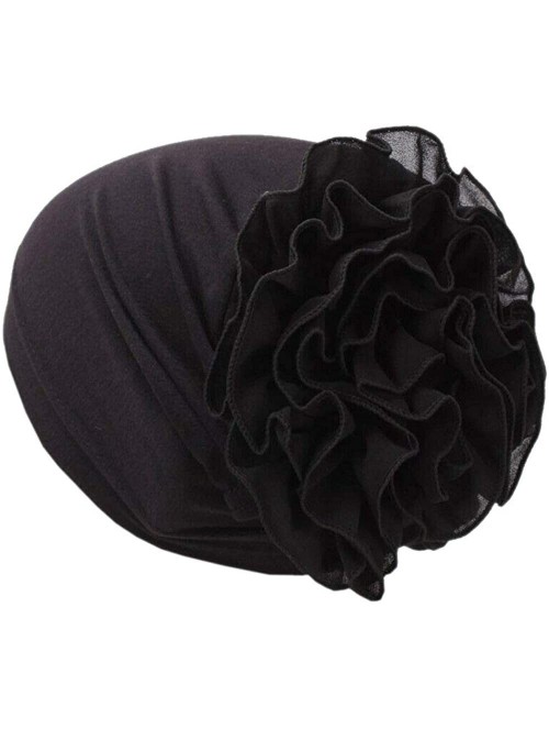 Skullies & Beanies Stay Beautiful Women Chemo Head Stretch Wrap Hat - Hair Loss Beanie Turban Cancer Pleated Cap - Black - C9...