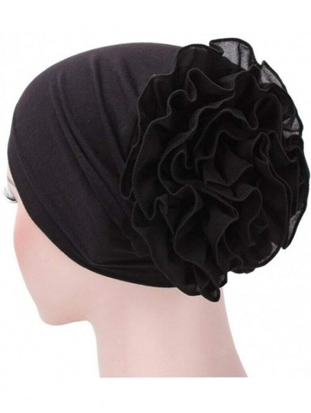 Skullies & Beanies Stay Beautiful Women Chemo Head Stretch Wrap Hat - Hair Loss Beanie Turban Cancer Pleated Cap - Black - C9...