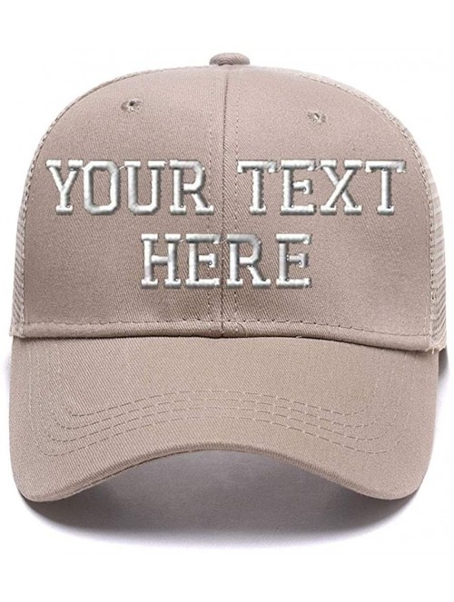 Baseball Caps Custom Ponytail Baseball Cap Personalized Messy Bun Hat Mesh Visor Trucker Hat - Khaki - CS18GZEDY2M $17.59