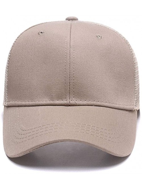 Baseball Caps Custom Ponytail Baseball Cap Personalized Messy Bun Hat Mesh Visor Trucker Hat - Khaki - CS18GZEDY2M $17.59