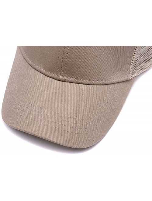 Baseball Caps Custom Ponytail Baseball Cap Personalized Messy Bun Hat Mesh Visor Trucker Hat - Khaki - CS18GZEDY2M $17.59