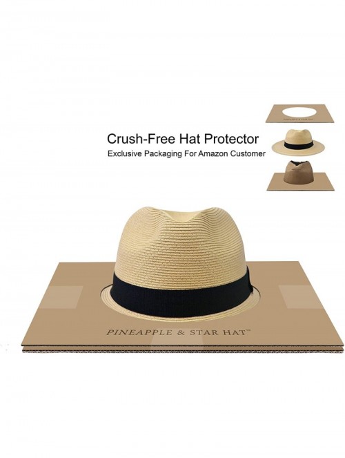 Sun Hats Sun Straw Fedora Beach Hat Fine Braid UPF50+ for Both Women Men - Beige - CR18H6URI2S $48.65