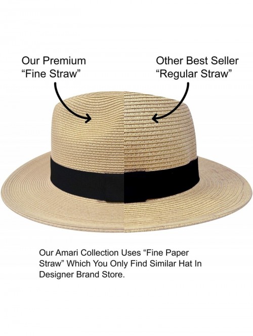 Sun Hats Sun Straw Fedora Beach Hat Fine Braid UPF50+ for Both Women Men - Beige - CR18H6URI2S $48.65