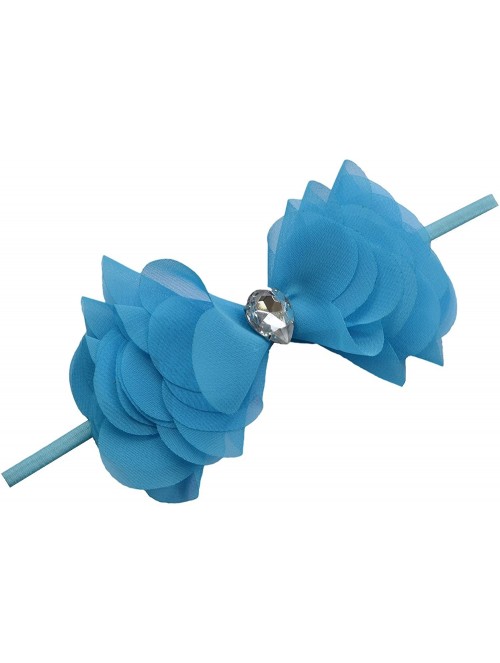 Headbands Chiffon Cone Bow Elastic Headband - Turquoise - CC110958RPD $14.73