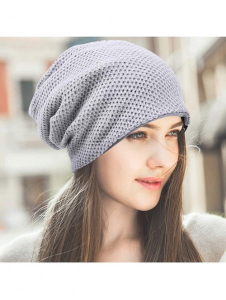 Skullies & Beanies Mens Oversized Knit Cap Womens Slouchy Beanie Summer Winter Hat B754 - B100-light Gray - CE192ORXNQZ $11.47