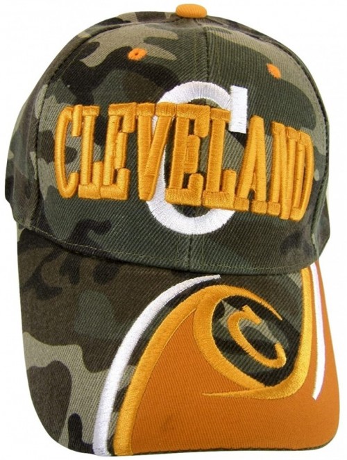 Baseball Caps Cleveland Men's C Wave Pattern Adjustable Baseball Cap - Camouflage/Orange - CR17WYT3H7H $16.63
