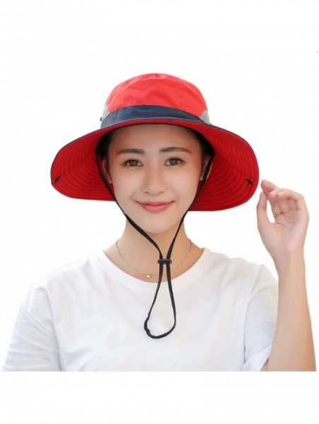 Sun Hats Women's Outdoor UV Protection Foldable Mesh Wide Brim Beach Fishing Hat - Navy - C718CK409MD $14.57