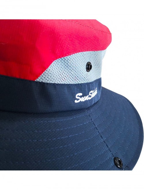 Sun Hats Women's Outdoor UV Protection Foldable Mesh Wide Brim Beach Fishing Hat - Navy - C718CK409MD $14.57