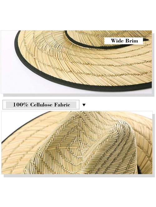 Cowboy Hats Western Style Round Up Cowboy Straw Hat Ladies Fedora Shapeable Brim Beach Hats - 99759_natural - CZ18RS9OXZ3 $21.13