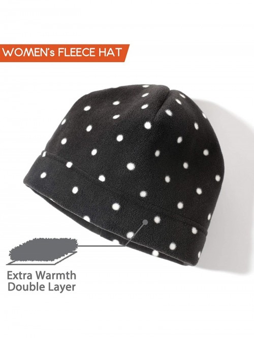 Skullies & Beanies Women Winter Fleece Beanie Gloves Scarf Set - Dot Black - CG18A2X0IEL $14.33