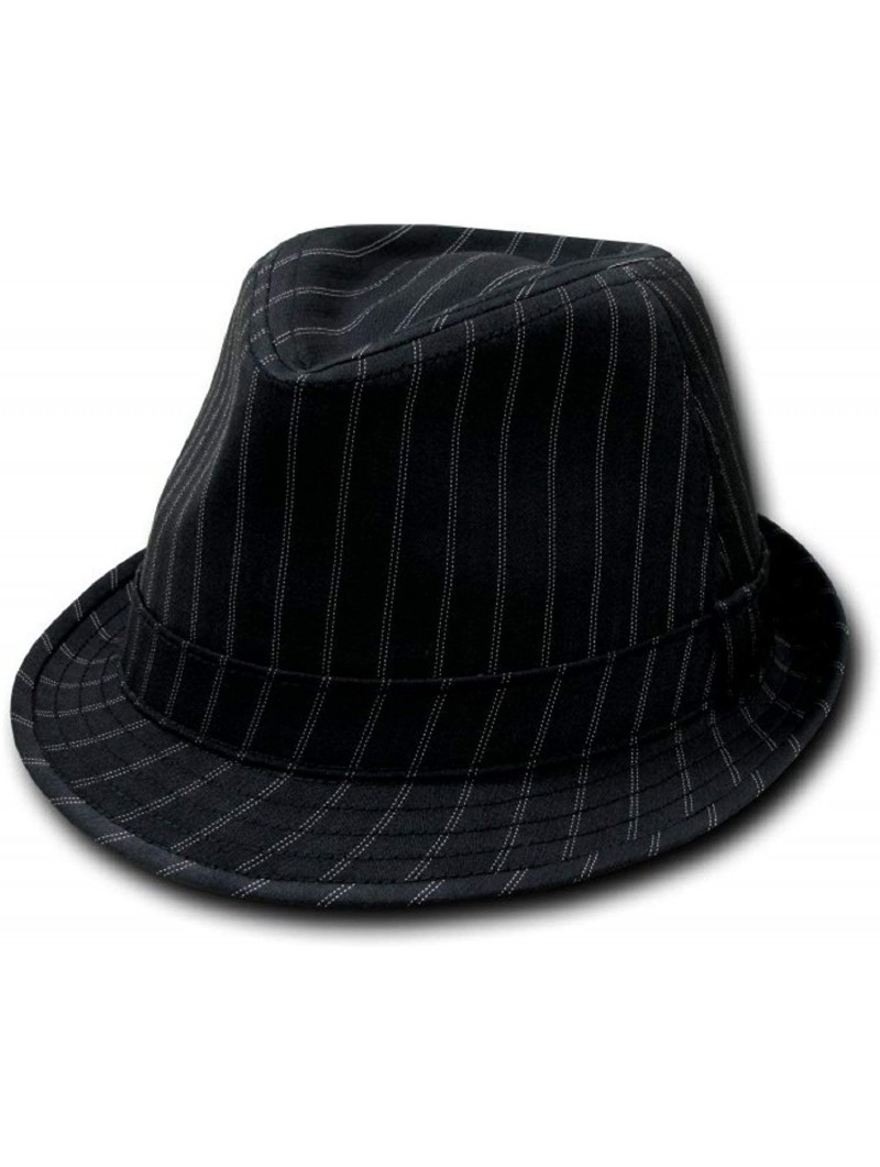 Fedoras Double Pinstripe Fedora Hat Black (Small/Medium) - C8110H007DZ $20.00