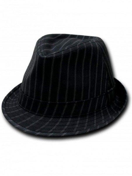 Fedoras Double Pinstripe Fedora Hat Black (Small/Medium) - C8110H007DZ $20.00