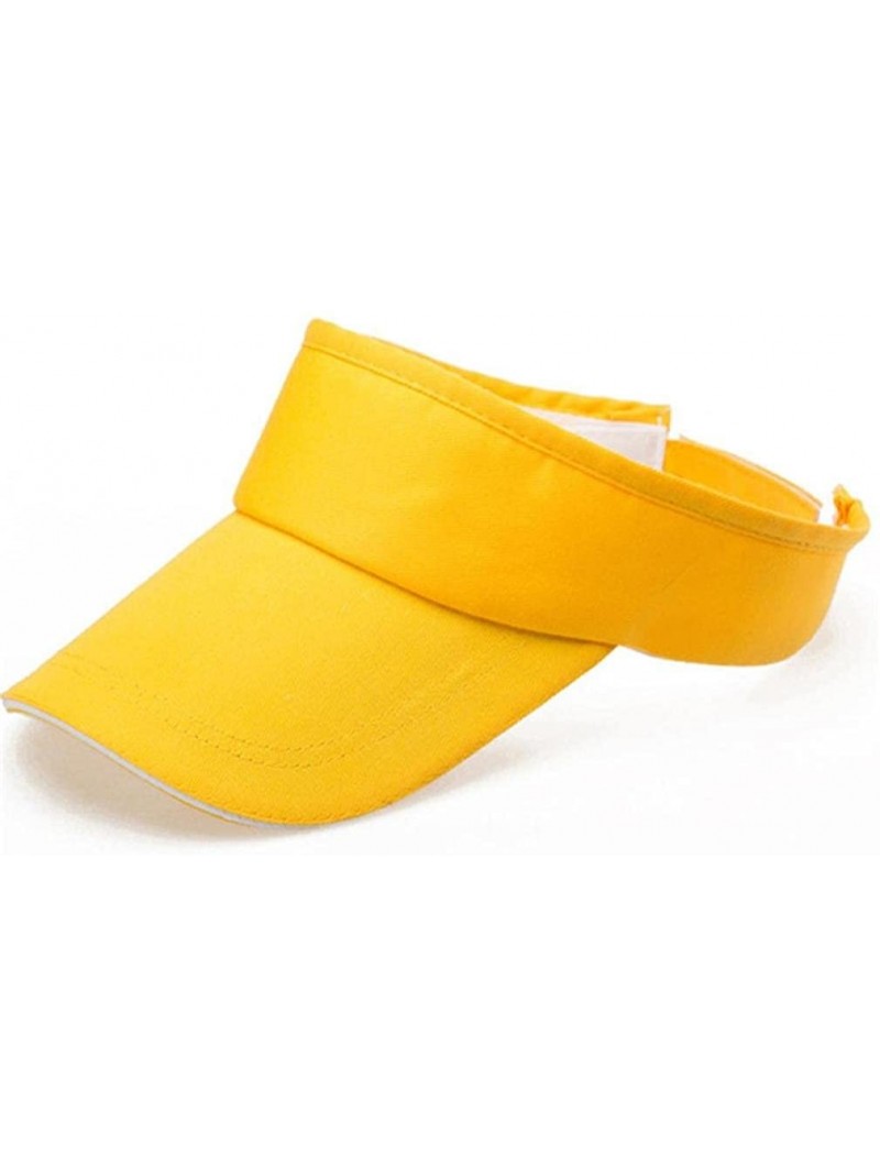 Sun Hats Summer Hat- 2019 Men and Women Summer Visor Sun Plain Hat Sunscreen Cap - Yellow - CF185LH8XWI $10.06