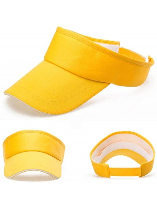 Sun Hats Summer Hat- 2019 Men and Women Summer Visor Sun Plain Hat Sunscreen Cap - Yellow - CF185LH8XWI $10.06