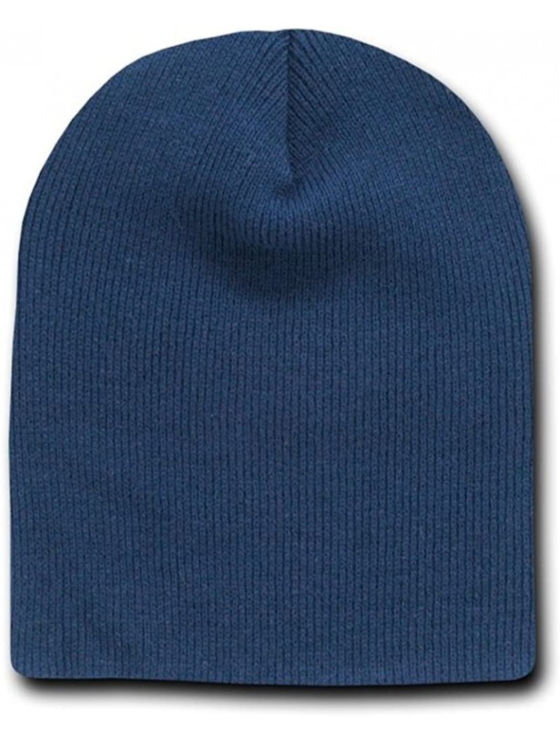 Skullies & Beanies 8 Inch Short Knit Beanie Cap - Navy Blue - CC119R1CEIV $13.55