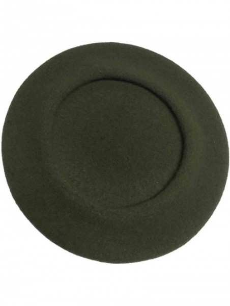 Berets Heritage Traditional French Wool Beret - Olive - C211PAYGT7Z $53.16