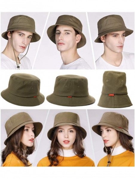 Sun Hats Packable Bucket for Women Men with String Sun Hat SPF 50 Fishing Summer Beach Travel Cap 56-60cm - Green_00711 - C51...