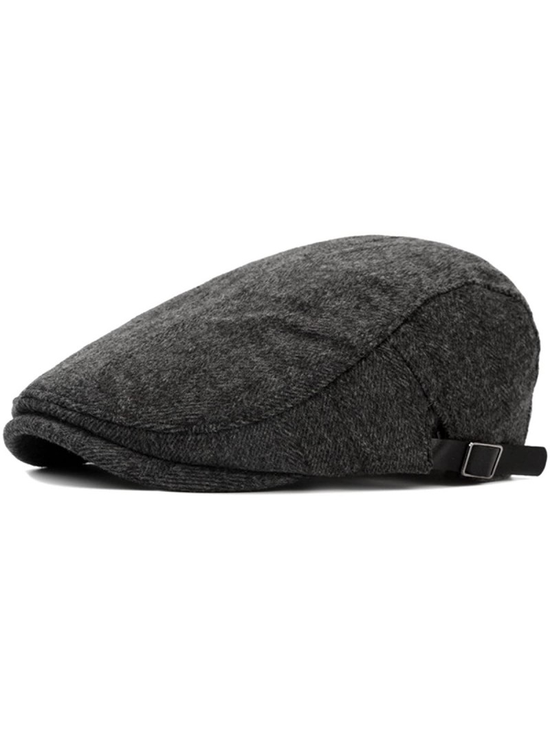 Newsboy Caps Mens Woolen Tweed Ivy Newsboy Cabbie Gatsby Golf Beret Driving Cap Hat - Darkgrey - C81897ZXA5R $16.08