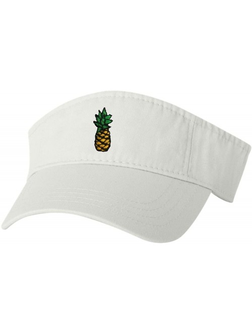 Visors Adult Pineapple Embroidered Visor Dad Hat - White - CK182KLQKS6 $30.43