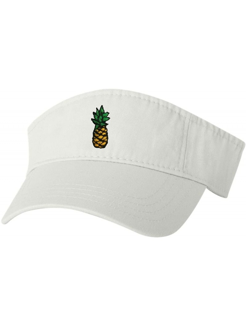 Visors Adult Pineapple Embroidered Visor Dad Hat - White - CK182KLQKS6 $30.43