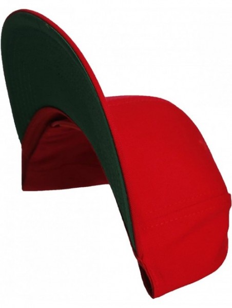 Baseball Caps Classic Flat Bill Visor Blank Snapback Hat Cap with Adjustable Snaps - Red - C4119R34QWV $15.17