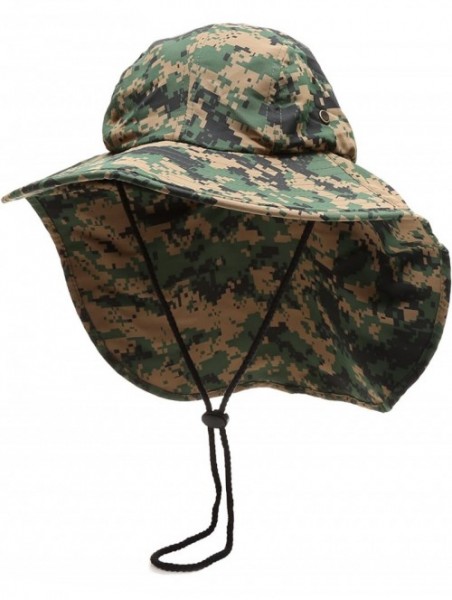 Sun Hats Outdoor Sun Protection Hunting Hiking Fishing Cap Wide Brim hat with Neck Flap - Digital Camo - C918G7Q7HOG $16.64