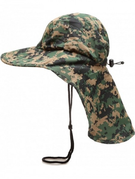 Sun Hats Outdoor Sun Protection Hunting Hiking Fishing Cap Wide Brim hat with Neck Flap - Digital Camo - C918G7Q7HOG $16.64