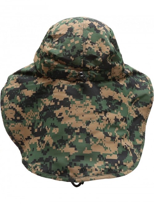 Sun Hats Outdoor Sun Protection Hunting Hiking Fishing Cap Wide Brim hat with Neck Flap - Digital Camo - C918G7Q7HOG $16.64