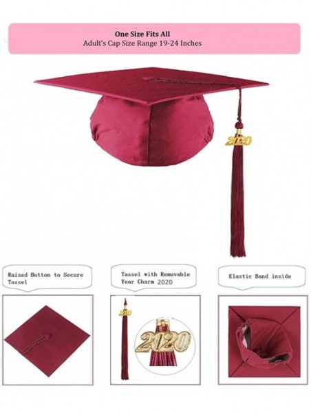 Skullies & Beanies 2020 Matte Graduation Cap with Tassel for High School College Graduates - Maroon - CV195REX6TA $24.90