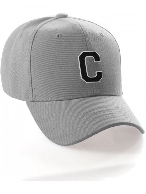 Baseball Caps Classic Baseball Hat Custom A to Z Initial Team Letter- Lt Gray Cap White Black - Letter C - CY18IDTWUOD $15.30
