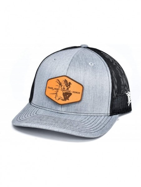 Baseball Caps Cam Hanes THPH Leather Patch hat Curved Trucker - Camo - CP18IGOCDQD $38.16