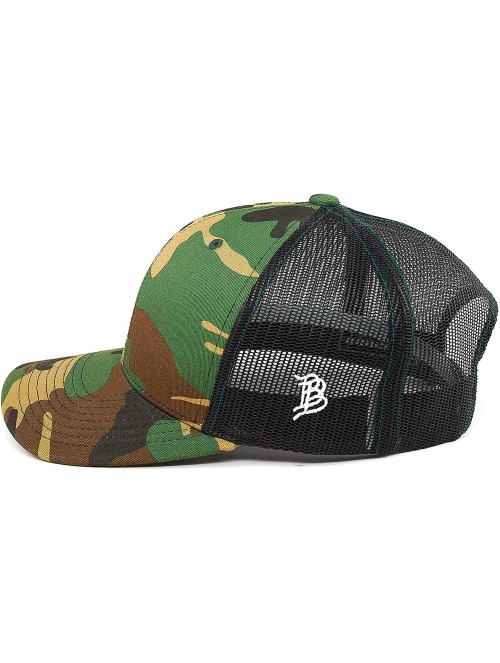 Baseball Caps Cam Hanes THPH Leather Patch hat Curved Trucker - Camo - CP18IGOCDQD $38.16