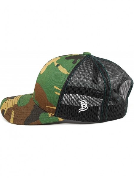 Baseball Caps Cam Hanes THPH Leather Patch hat Curved Trucker - Camo - CP18IGOCDQD $38.16