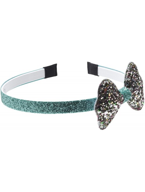 Headbands "Isabelle" Large Glitter Bow Headband - Aqua Multi - CI12DC0JE2L $16.66