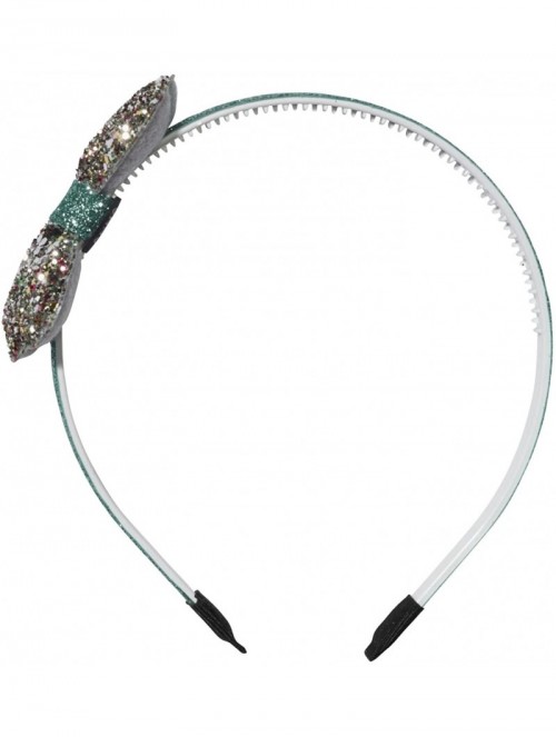 Headbands "Isabelle" Large Glitter Bow Headband - Aqua Multi - CI12DC0JE2L $16.66