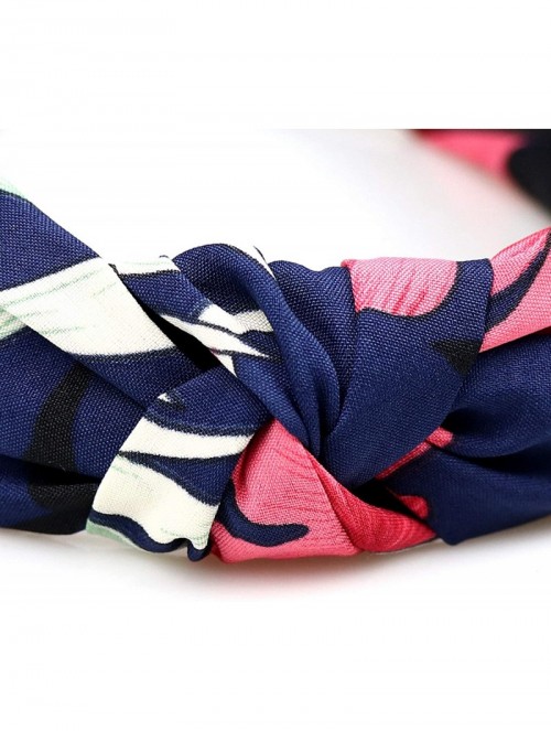 Headbands 4 Pack Turban Headbands for Women Plastic Head Band Hair Vintage Flower Printed Cross - CK18SGTCQZW $17.59