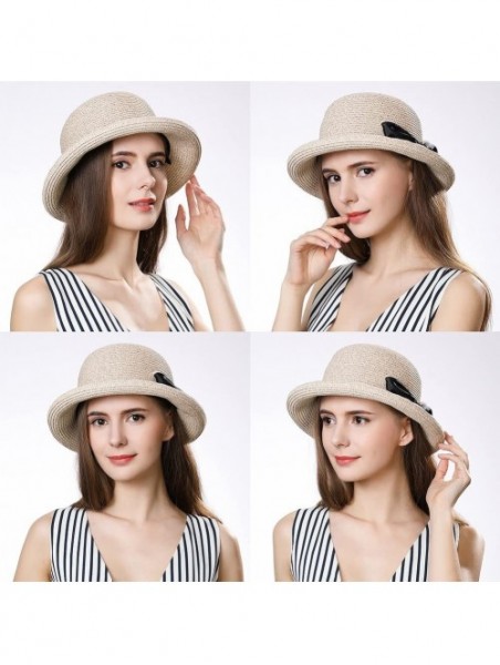 Sun Hats Womens UPF50 Foldable Summer Sun Beach Straw Hats Accessories Wide Brim - 99037_beige - C418D32G5DA $19.40