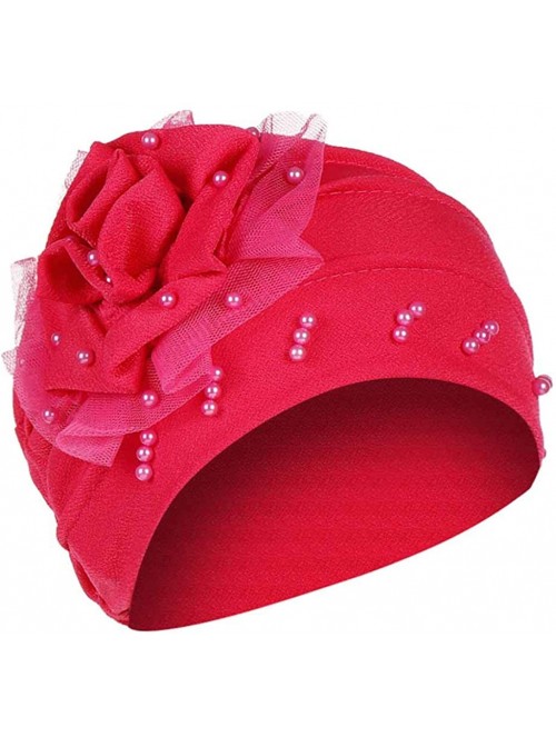 Skullies & Beanies Muslim Turbans for Women- Pearl Beading India Hat Muslim Ruffle Cancer Chemo Beanie Turban Wrap Cap - CS18...