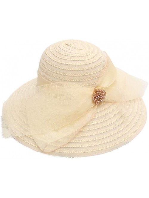 Sun Hats Women's Summer Sun Hat Foldable Floppy Organza Wide Brim Bucket Hat Straw Hat - F-beige - CB18S8IO869 $24.06