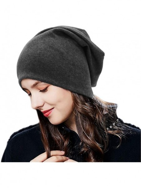 Skullies & Beanies Women Men Slouch Skull Cap Oversize Knit Beanie Hat Long Baggy Hip-hop Winter Summer Hat - Dark Grey - CT1...