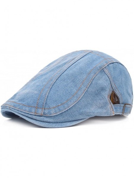 Newsboy Caps Unisex Washed Cotton Denim Men Ivy Cap Irish Hats Truck Newsboy Caps - Light Blue 1 - CD186GD37RL $11.90