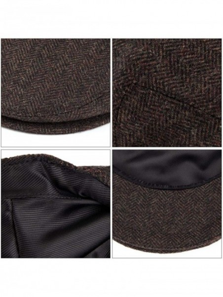 Newsboy Caps Men's Herringbone Flat Ivy Newsboy Hat Wool Blend Gatsby Cabbie Cap - Coffee - C218NYAGDI9 $23.67