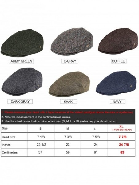 Newsboy Caps Men's Herringbone Flat Ivy Newsboy Hat Wool Blend Gatsby Cabbie Cap - Coffee - C218NYAGDI9 $23.67