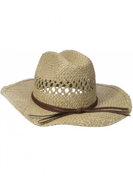 Sun Hats Men's Straw Cowboy Hat with Open Weave - Natural - CR12EBE6LG9 $38.52