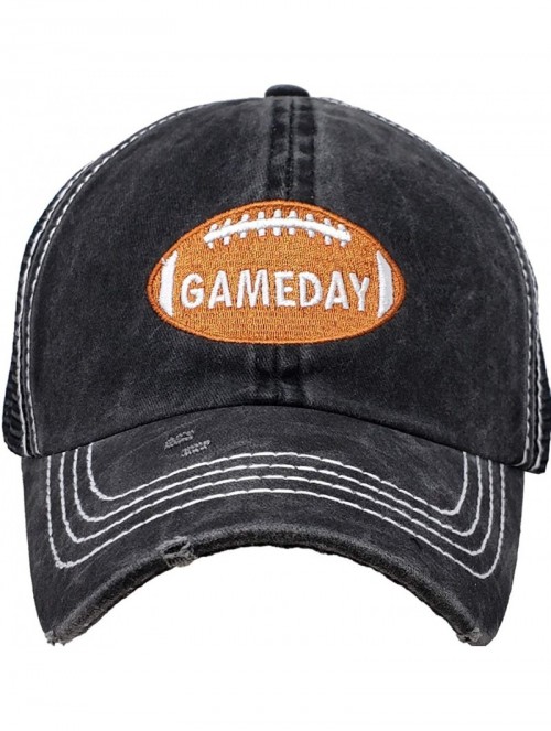 Baseball Caps Dad Hat Unisex Mesh Trucker Distressed Vintage Patch Baseball Cap - Game Day W/ Football - Black - C519756W86O ...